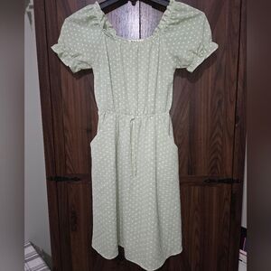 Pastel Green and White Polka Dot Dress by MONTEAU Size XS